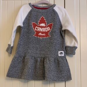 Roots Canada long sleeved dress with maple leaf